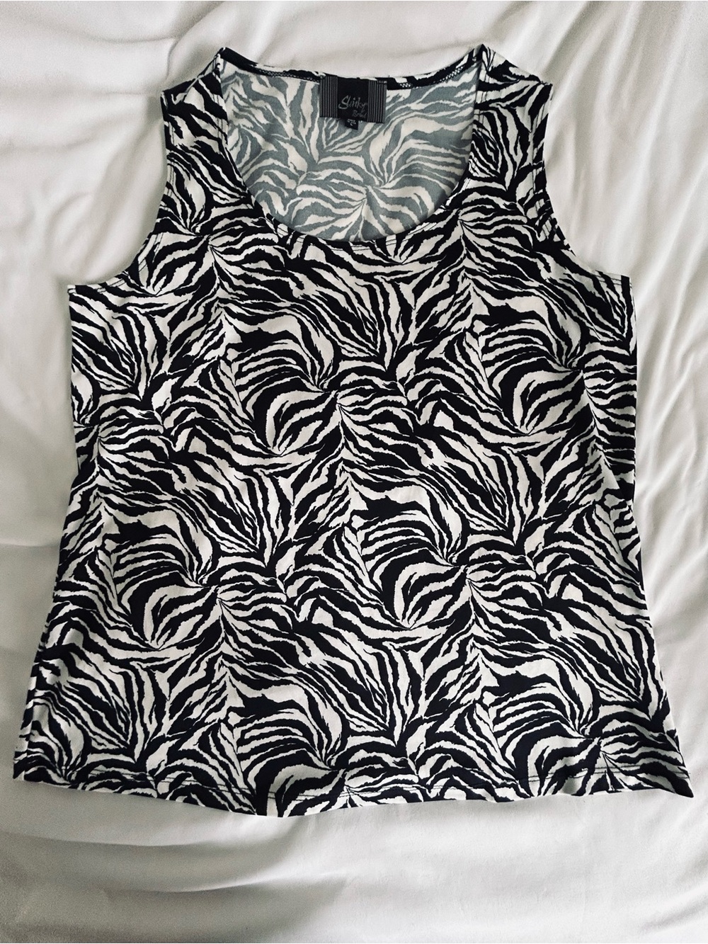 Slinky Brand Black & White Zebra-Print Tank Top